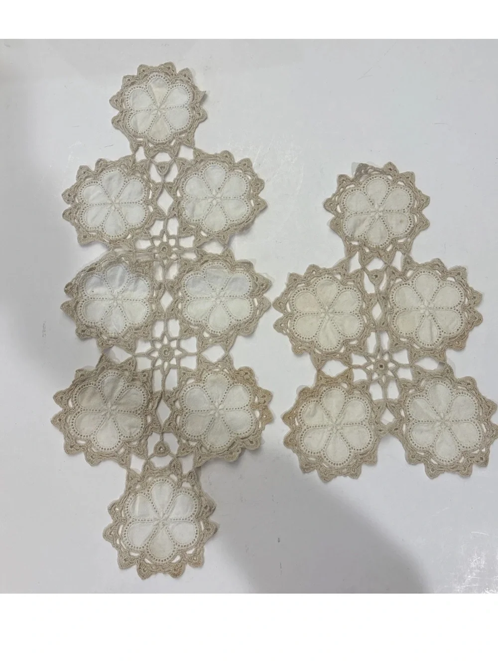 Set Of 2 Vintage Ivory Doilies Dresser Cloths Or Table runners